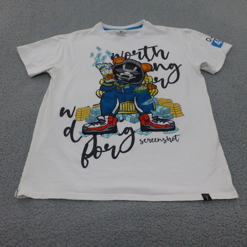 Screenshot Brand Mens 2XL White Worth Dying For Graphic Tee Squid Game Bear